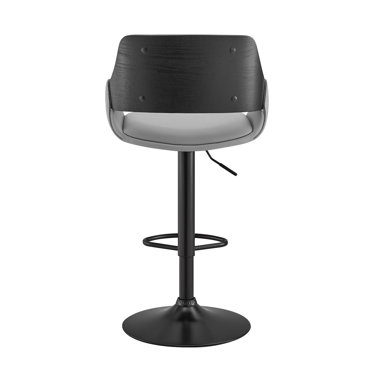 Colby Adjustable Gray Faux Leather and Black Finish Bar Stool