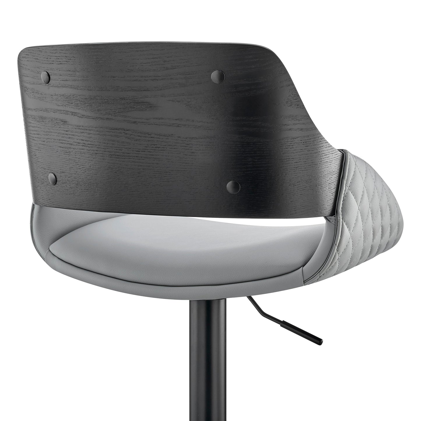 Colby Adjustable Gray Faux Leather and Black Finish Bar Stool