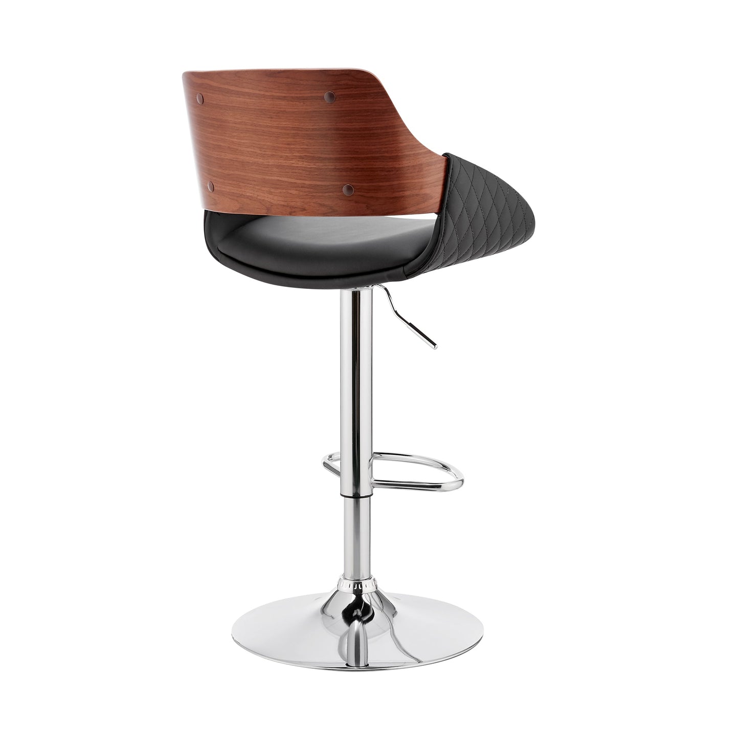 Colby Adjustable Black Faux Leather and Chrome Finish Bar Stool