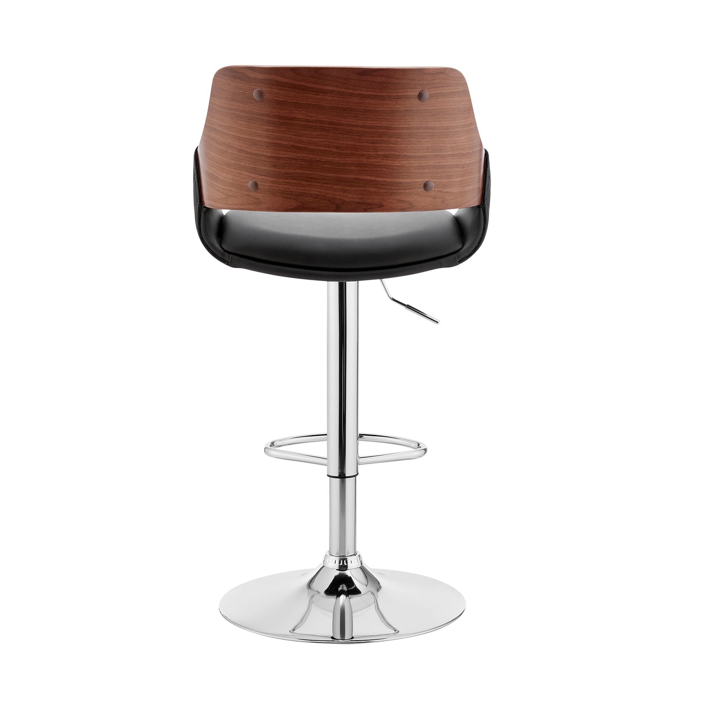 Colby Adjustable Black Faux Leather and Chrome Finish Bar Stool