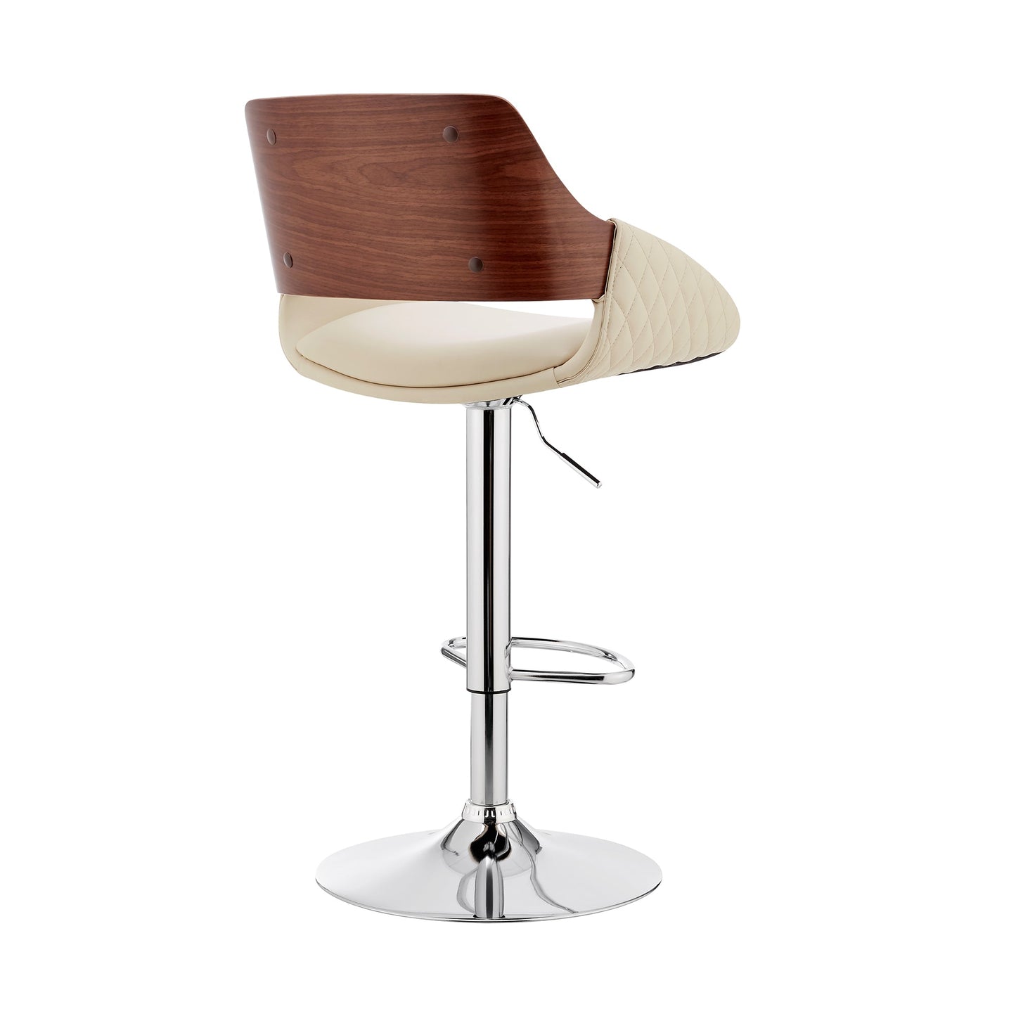 Colby Adjustable Cream Faux Leather and Chrome Finish Bar Stool