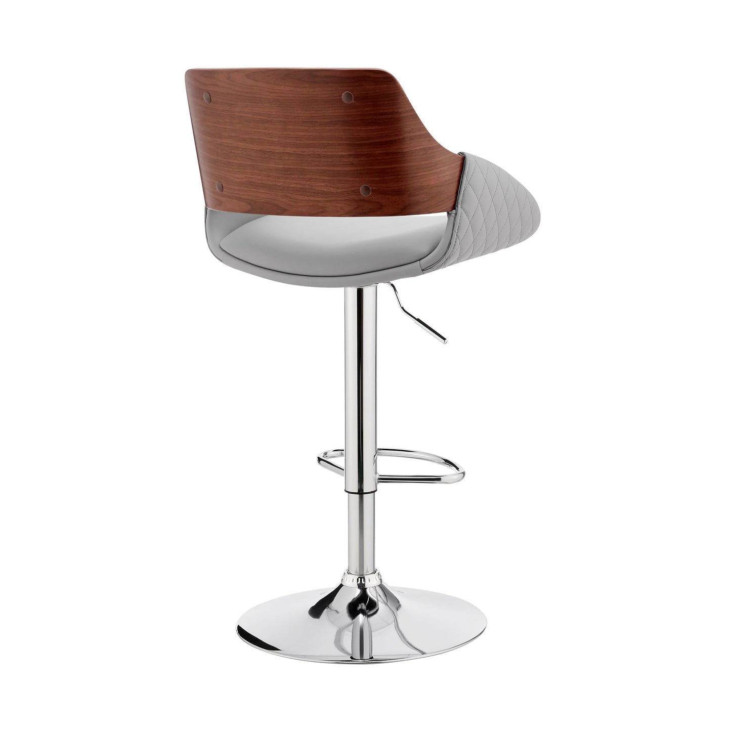 Colby Adjustable Gray Faux Leather and Chrome Finish Bar Stool