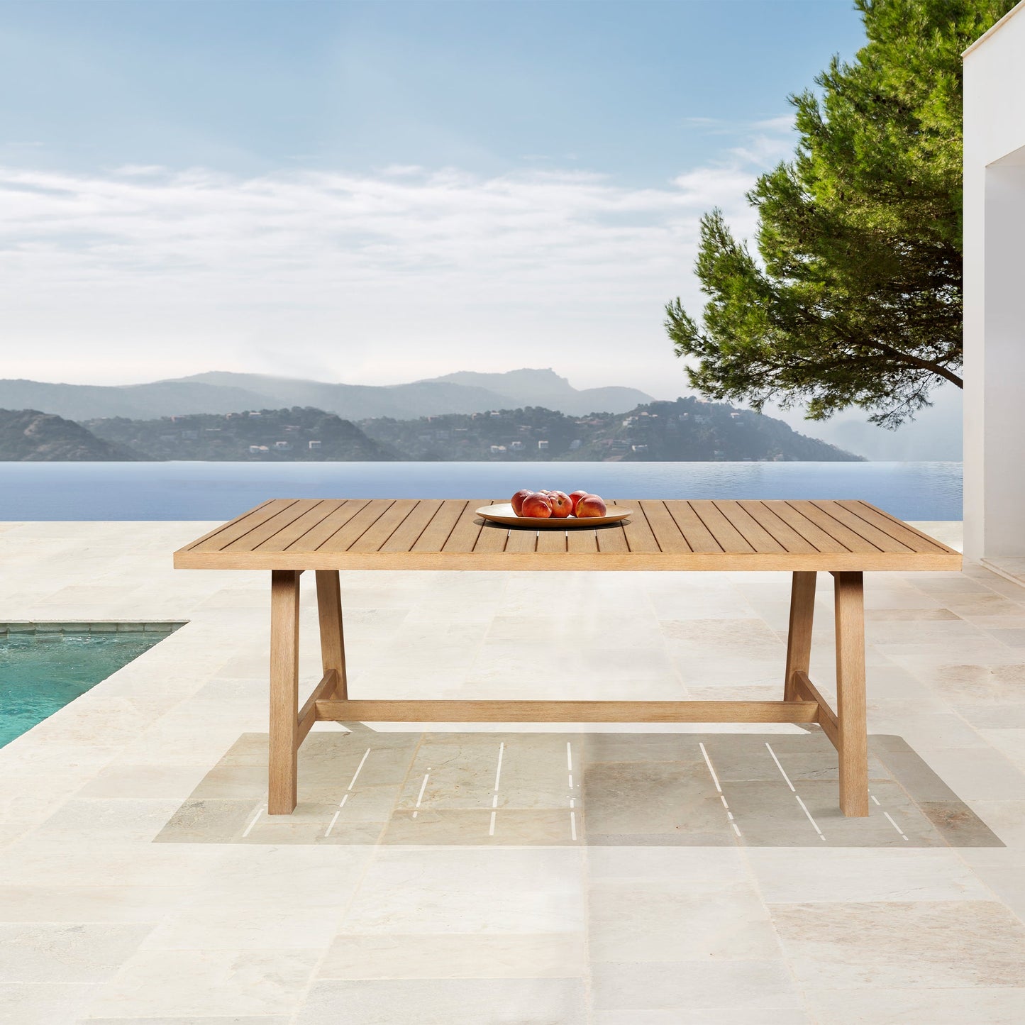 Cypress Outdoor Patio Dining Table in Blonde Eucalyptus Wood