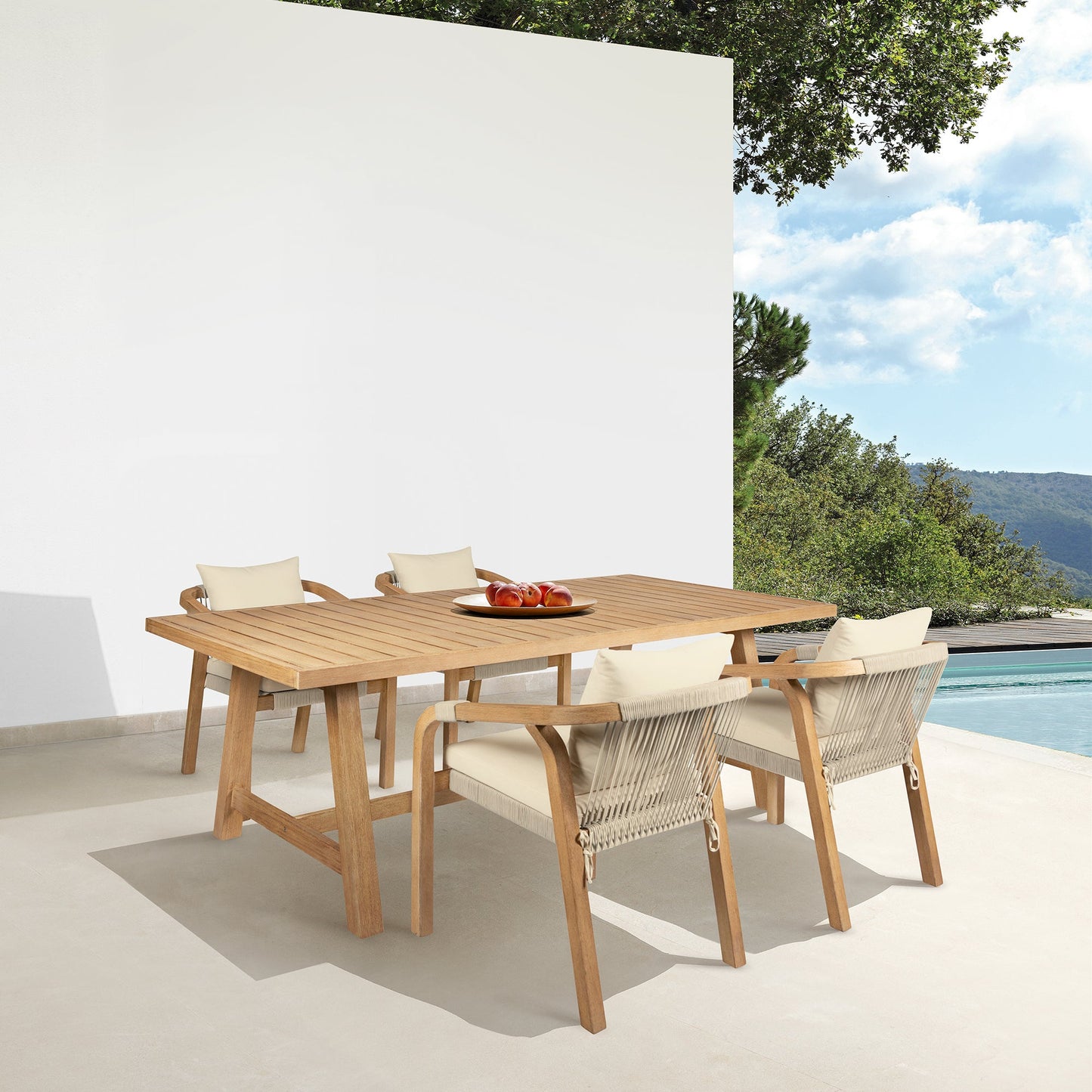 Cypress Outdoor Patio Dining Table in Blonde Eucalyptus Wood