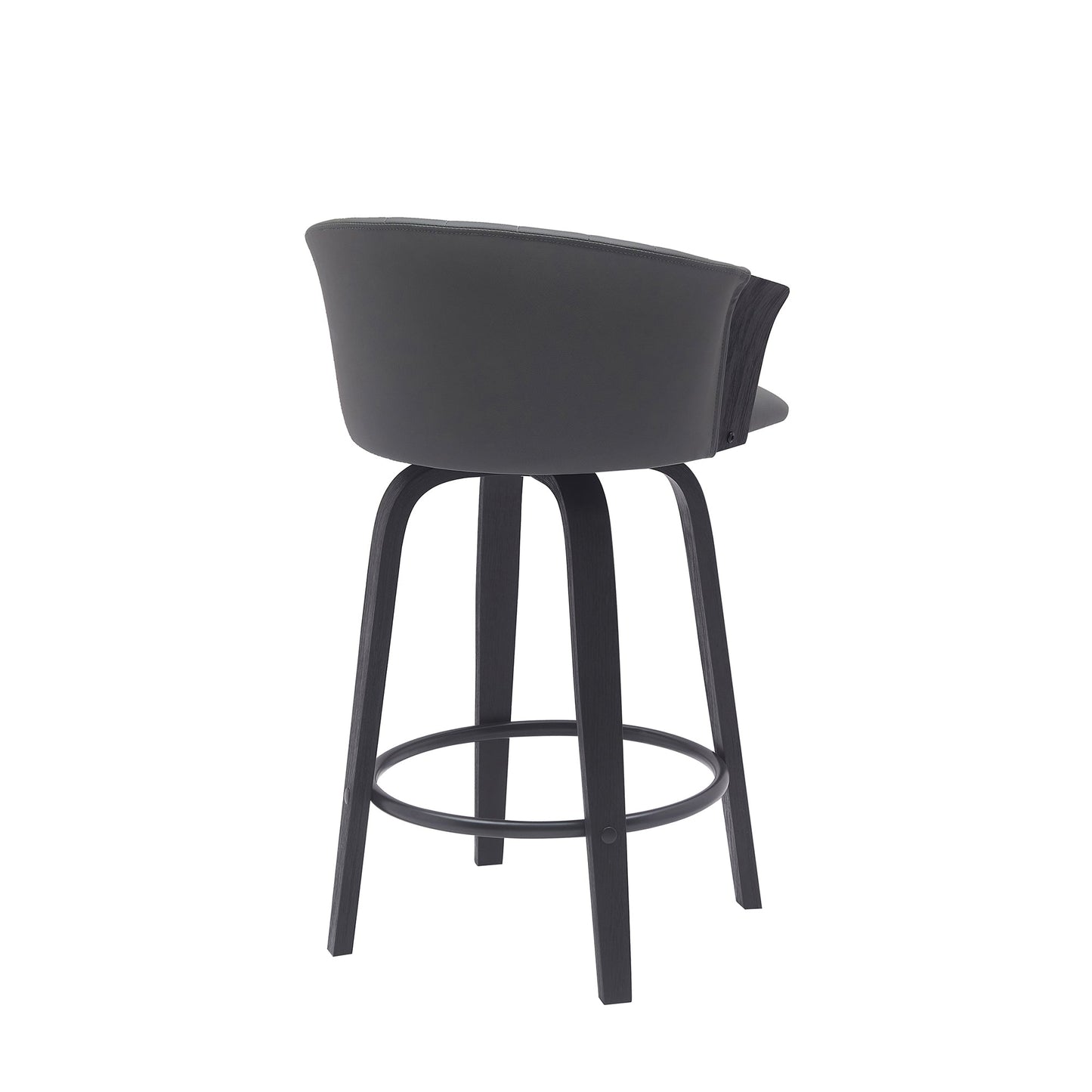 Diana 26" Swivel Black Wood Counter Stool in Gray Faux Leather