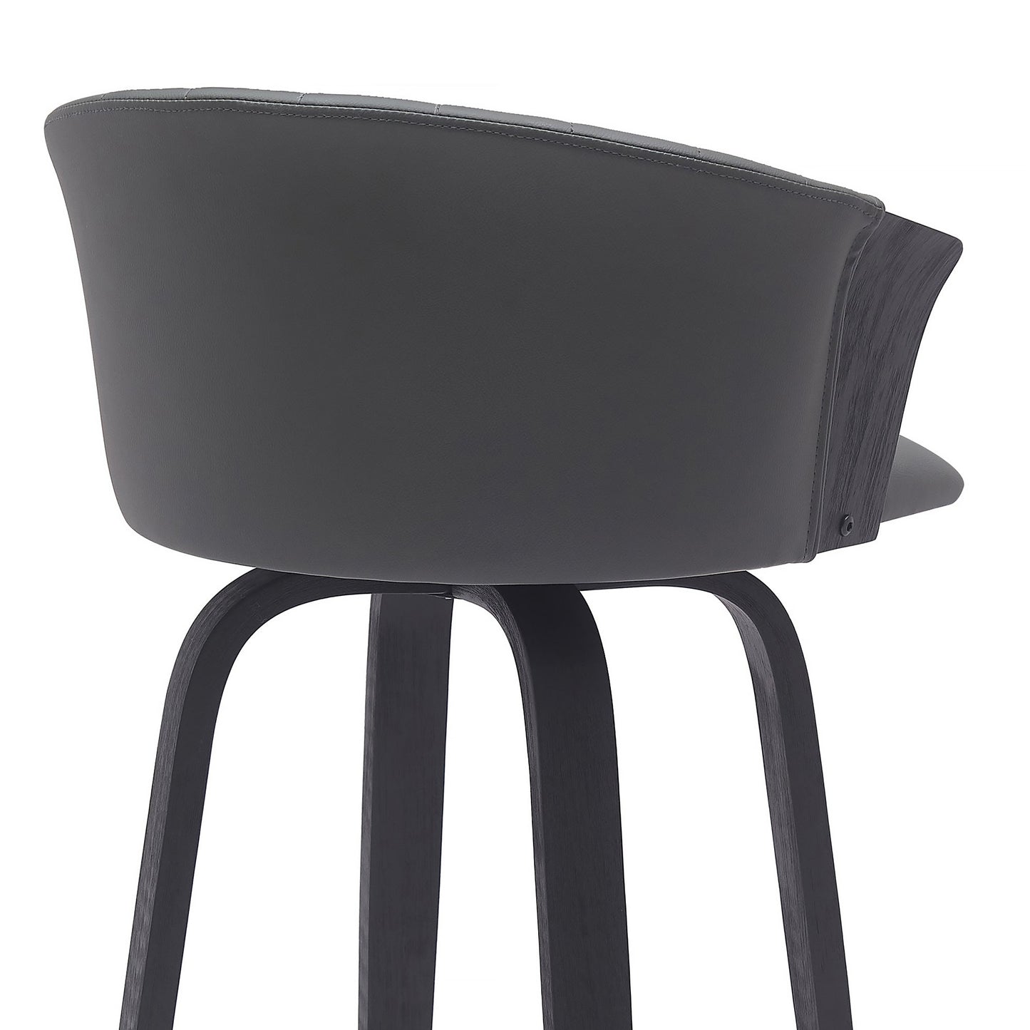 Diana 26" Swivel Black Wood Counter Stool in Gray Faux Leather