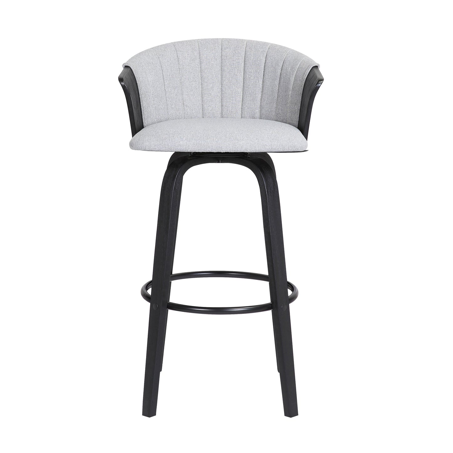 Diana 26" Swivel Black Wood Counter Stool in Light Gray Fabric