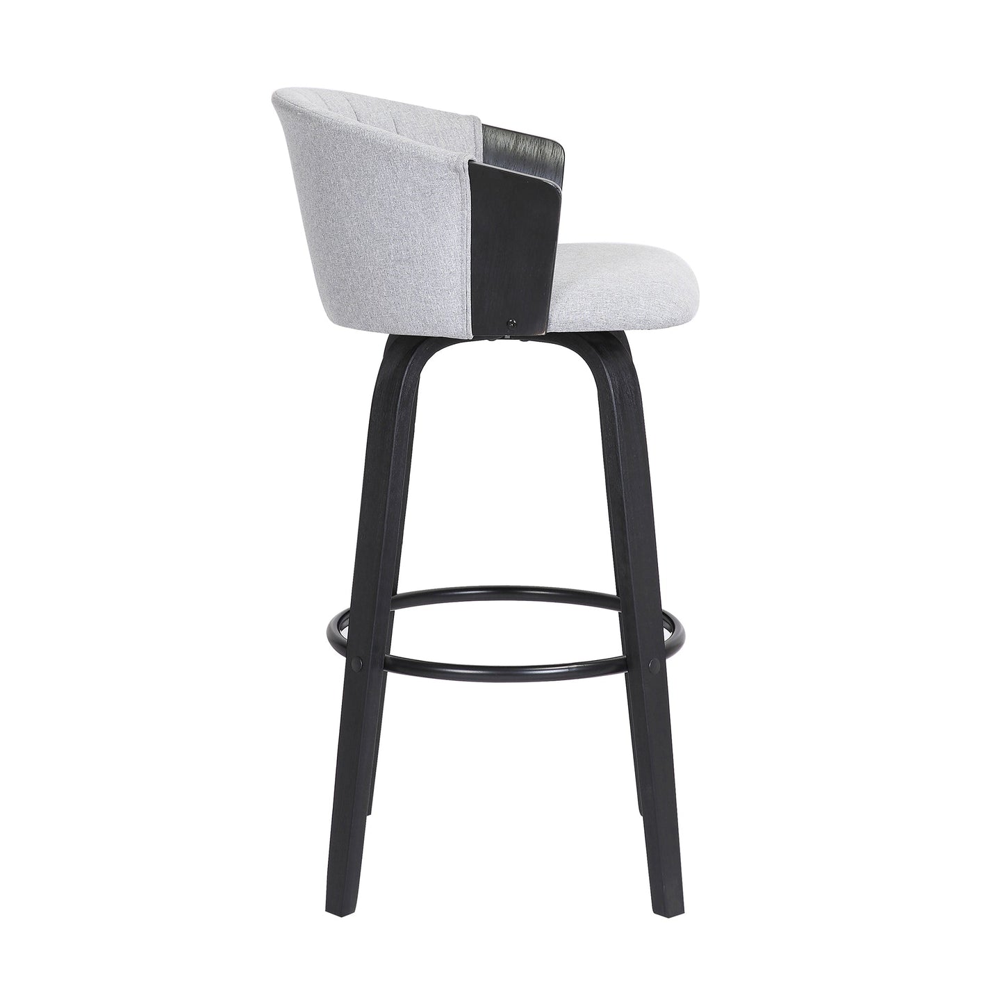 Diana 26" Swivel Black Wood Counter Stool in Light Gray Fabric