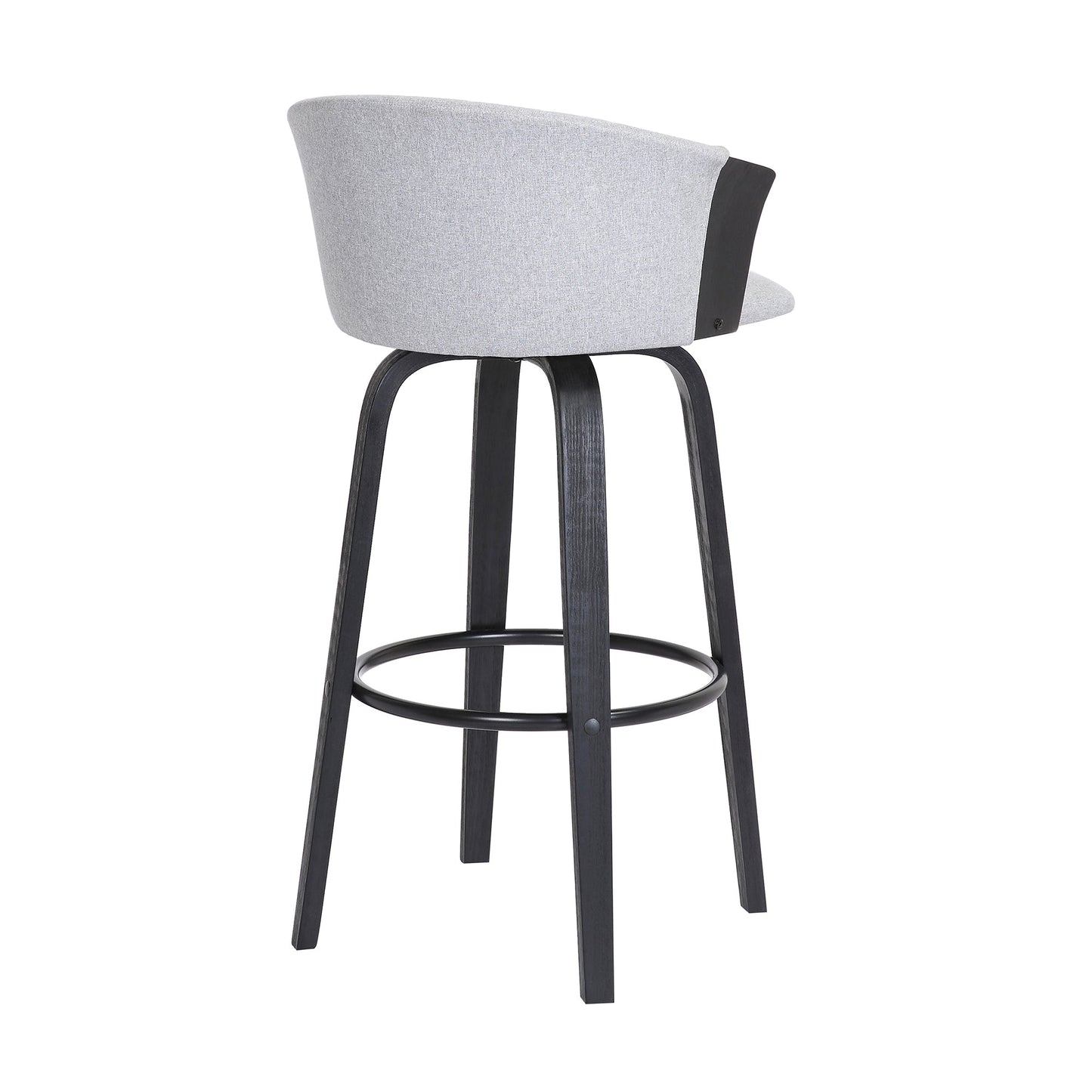 Diana 26" Swivel Black Wood Counter Stool in Light Gray Fabric