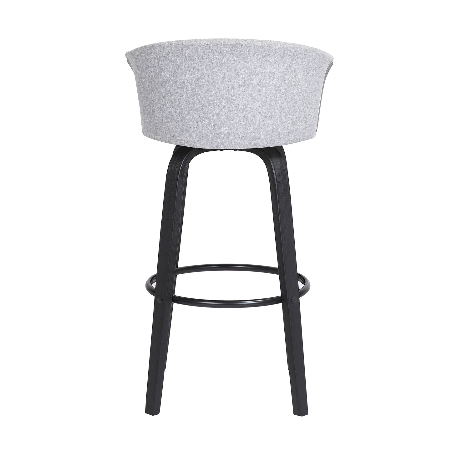 Diana 26" Swivel Black Wood Counter Stool in Light Gray Fabric