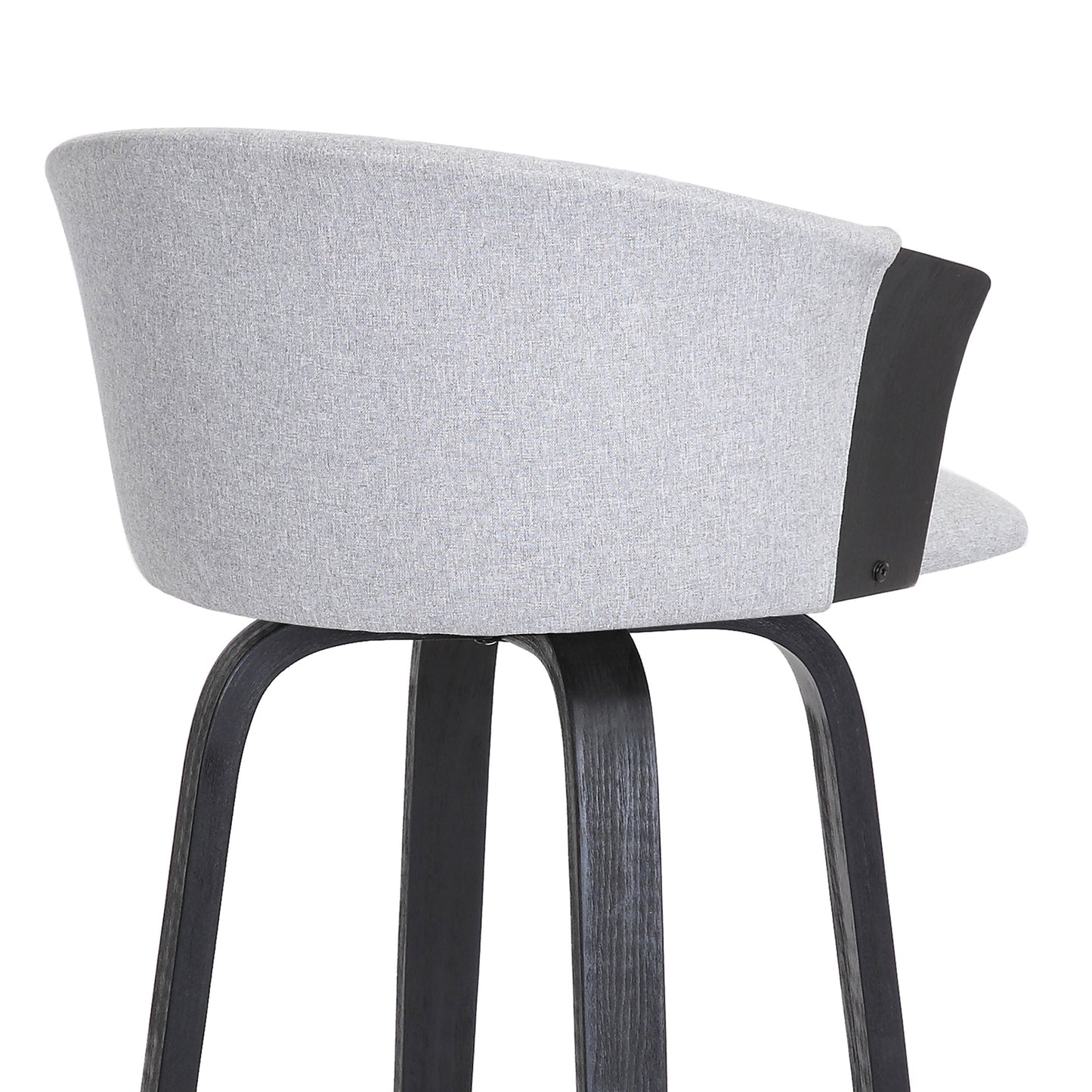 Diana 26" Swivel Black Wood Counter Stool in Light Gray Fabric