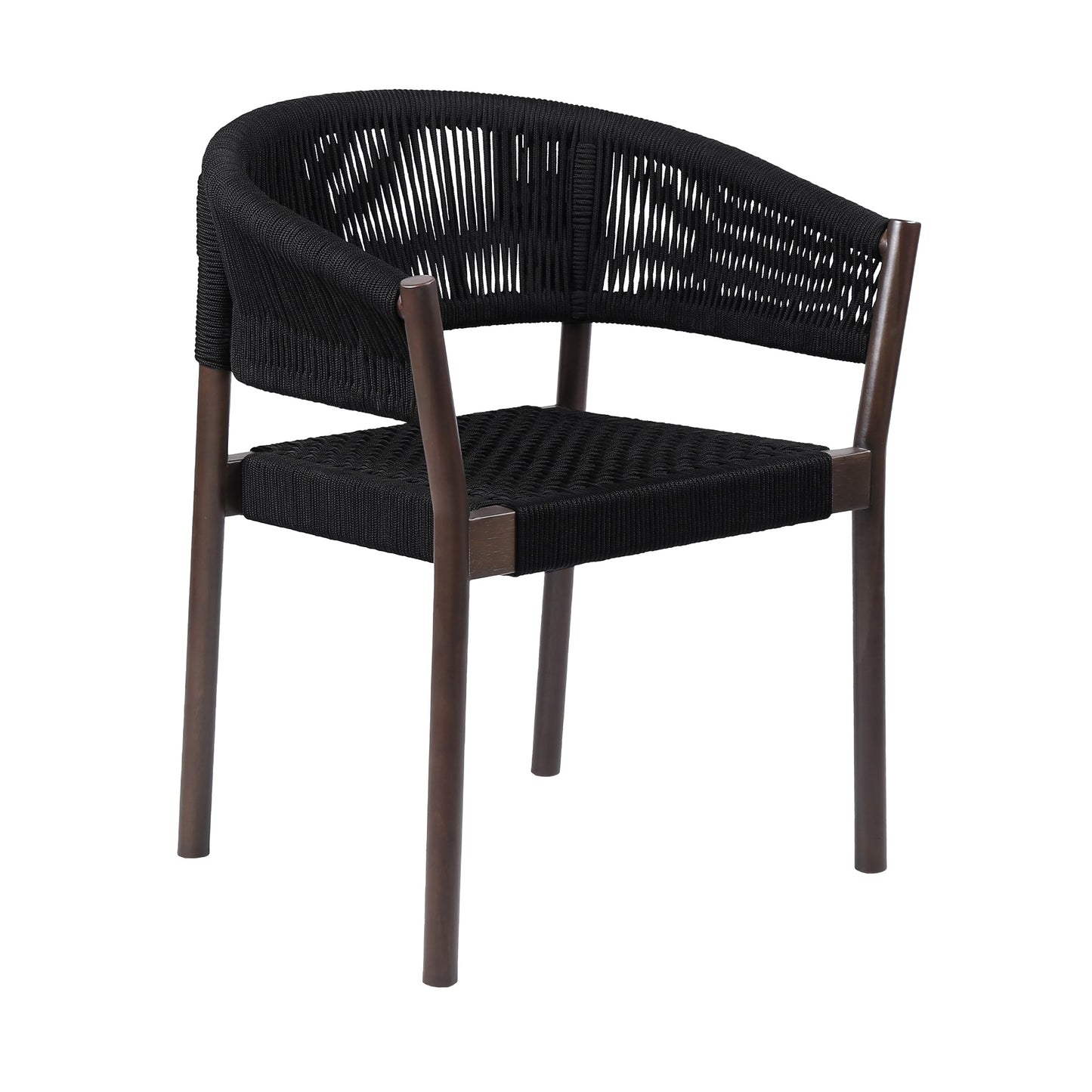 Doris Indoor Outdoor Dining Chair in Dark Eucalyptus Wood with Black Rope - Set of 2