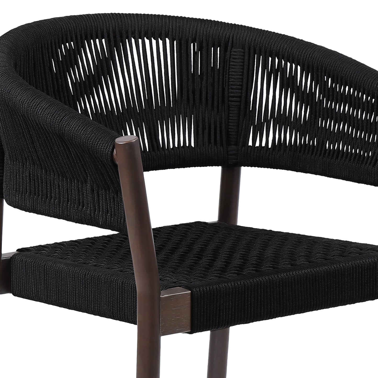 Doris Indoor Outdoor Dining Chair in Dark Eucalyptus Wood with Black Rope - Set of 2