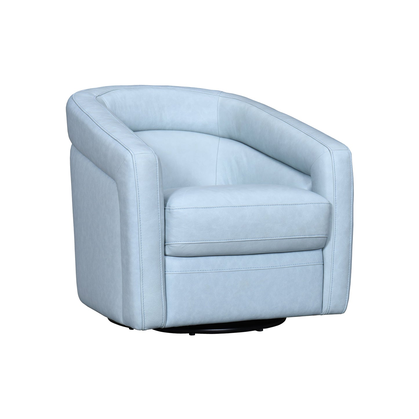 Desi Sky Blue Leather Swivel Accent Chair