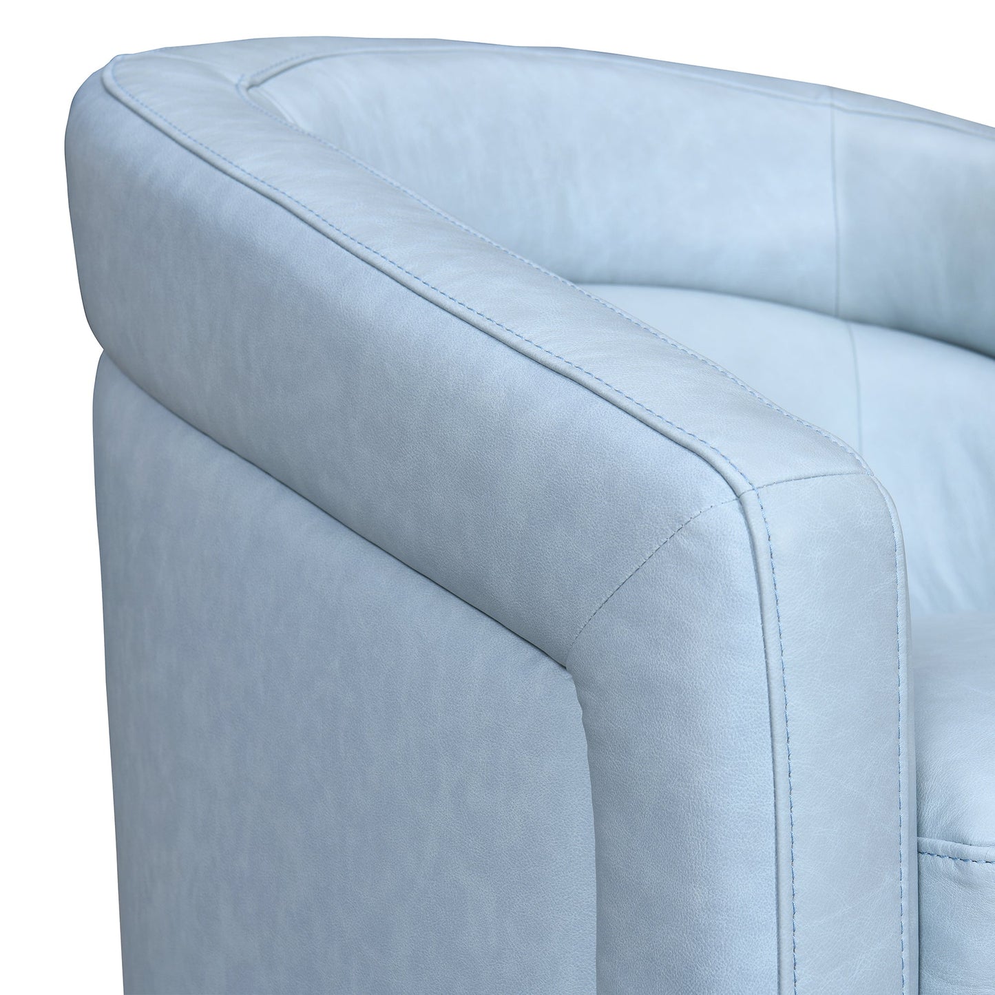 Desi Sky Blue Leather Swivel Accent Chair