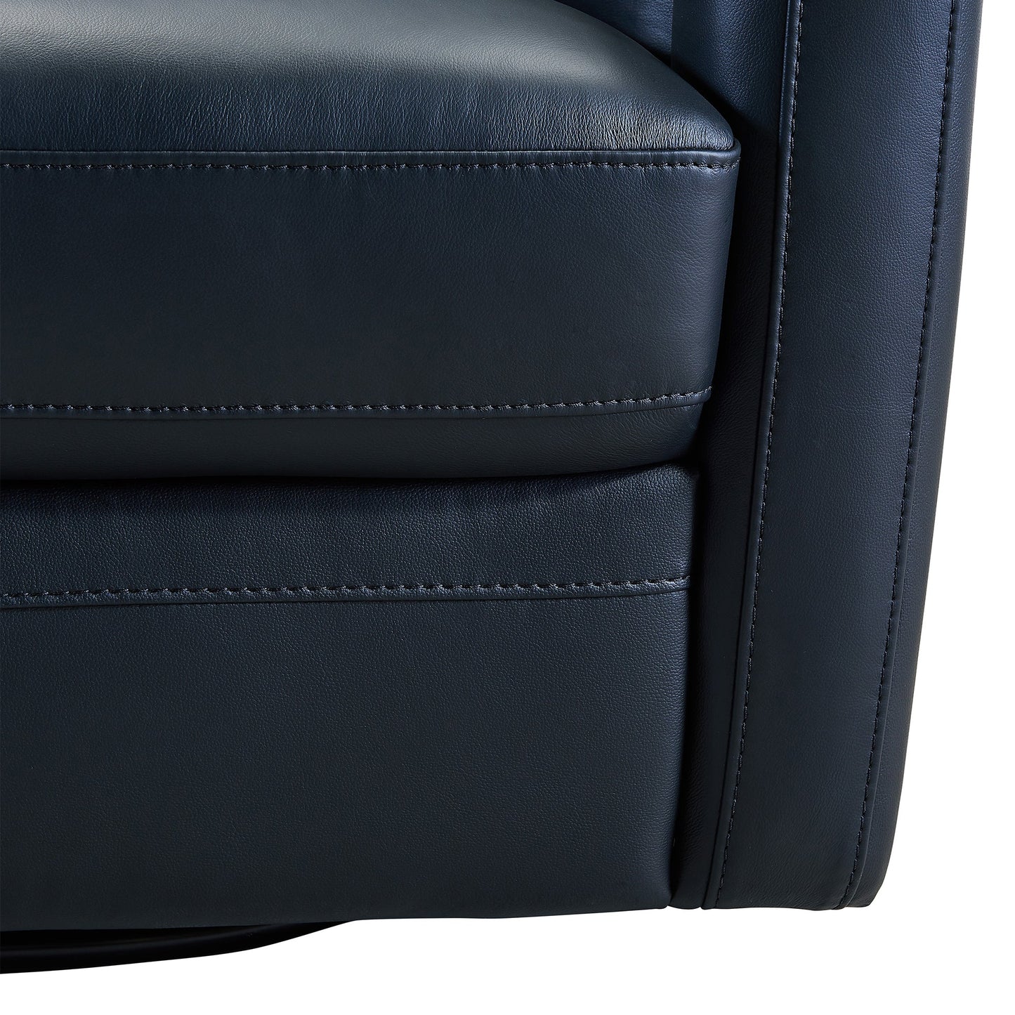 Desi Contemporary Swivel Accent Chair in Black Genuine Leather