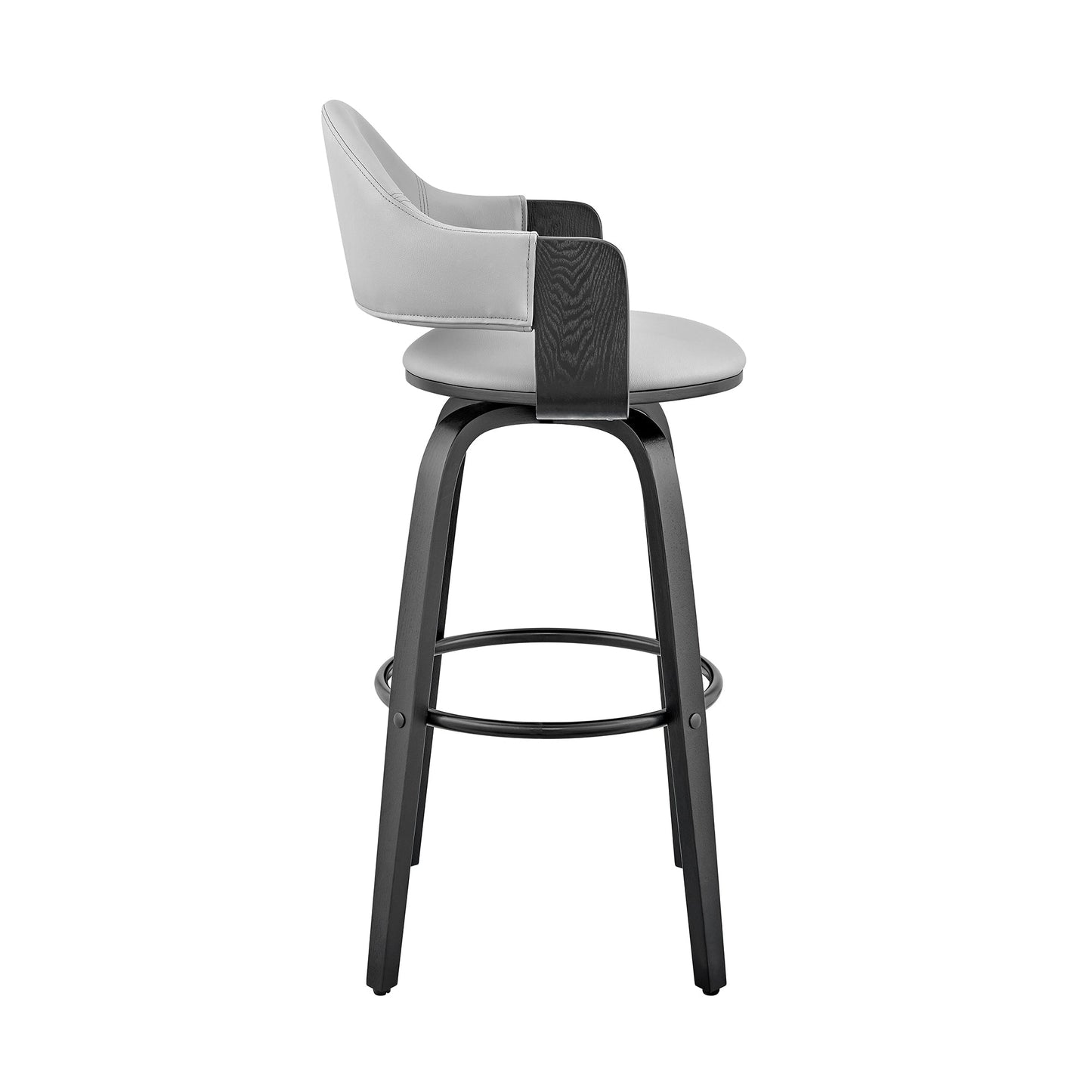 Daxton 26" Gray Faux Leather and Black Wood Bar Stool