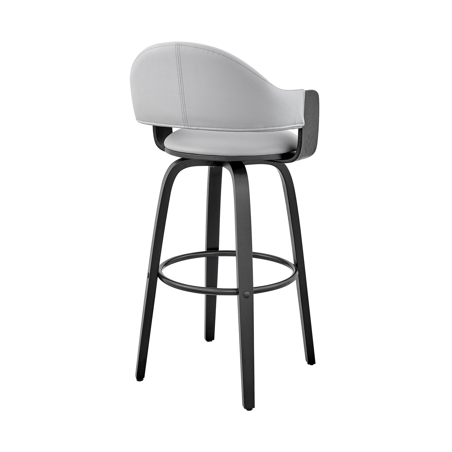 Daxton 26" Gray Faux Leather and Black Wood Bar Stool