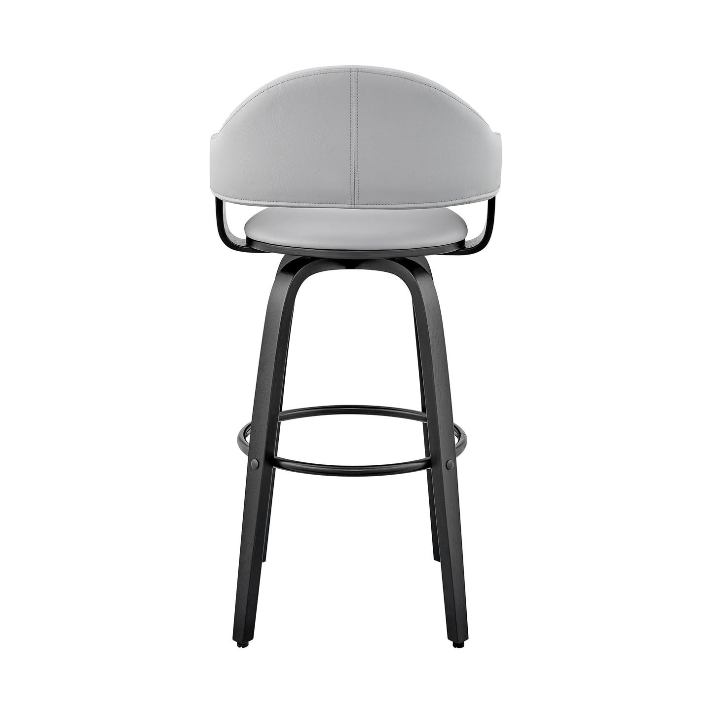 Daxton 26" Gray Faux Leather and Black Wood Bar Stool