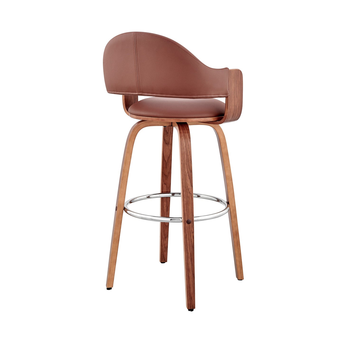 Daxton 26" Brown Faux Leather and Walnut Wood Bar Stool