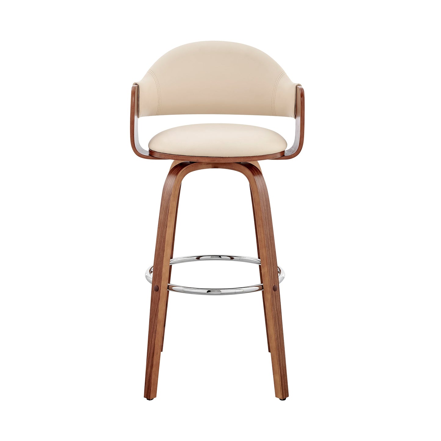 Daxton 26" Cream Faux Leather and Walnut Wood Bar Stool