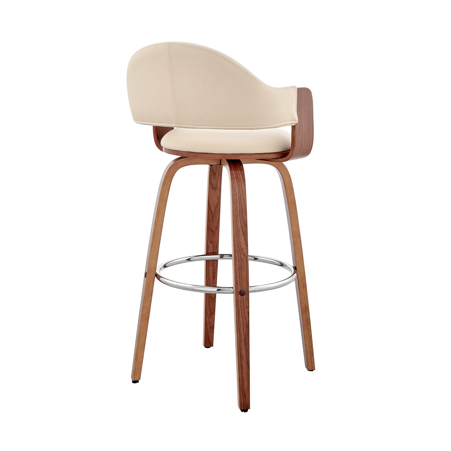 Daxton 30" Cream Faux Leather and Walnut Wood Bar Stool