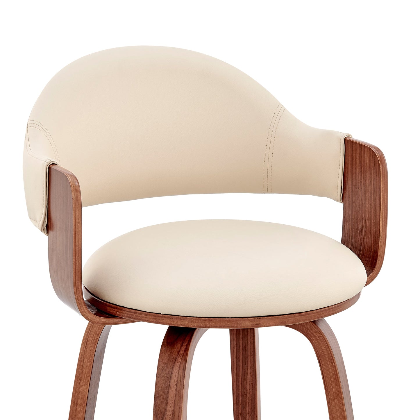 Daxton 30" Cream Faux Leather and Walnut Wood Bar Stool