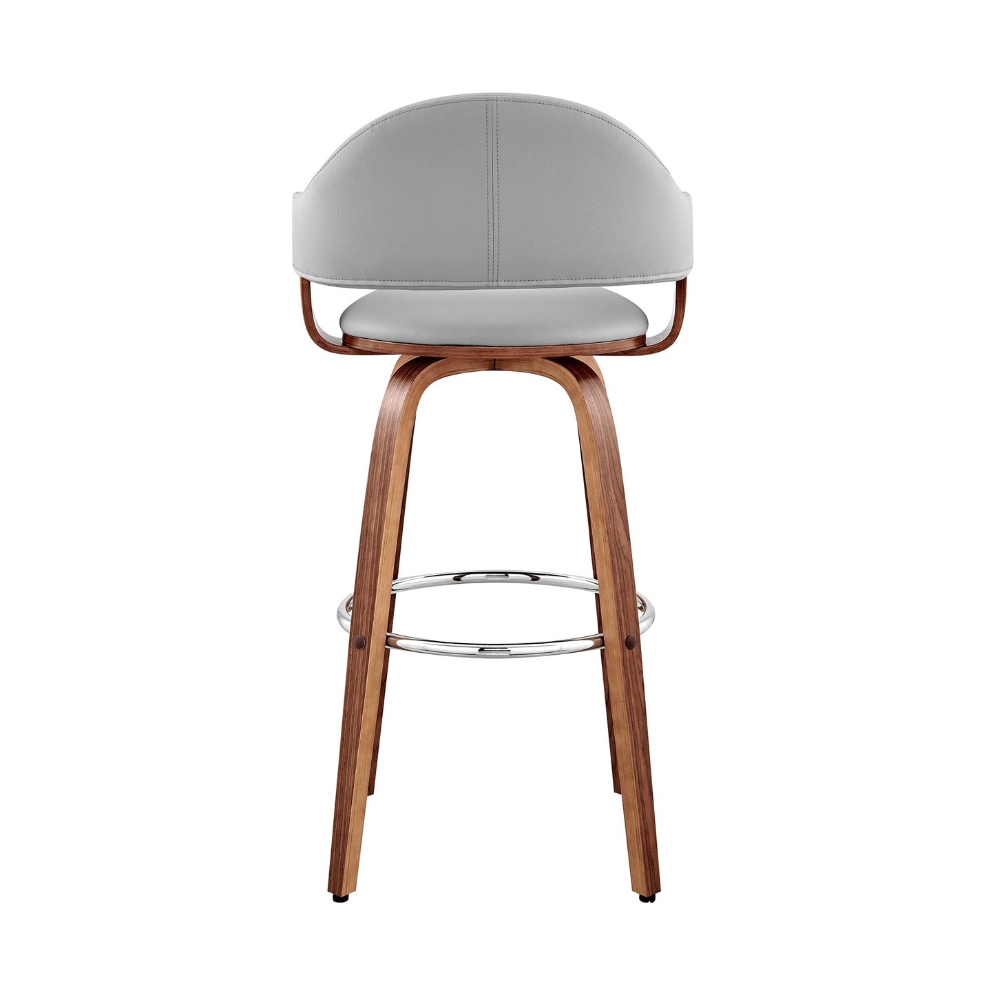 Daxton 26" Gray Faux Leather and Walnut Wood Bar Stool