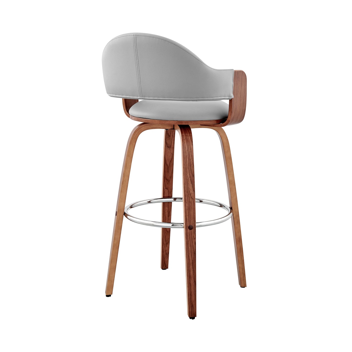 Daxton 30" Gray Faux Leather and Walnut Wood Bar Stool