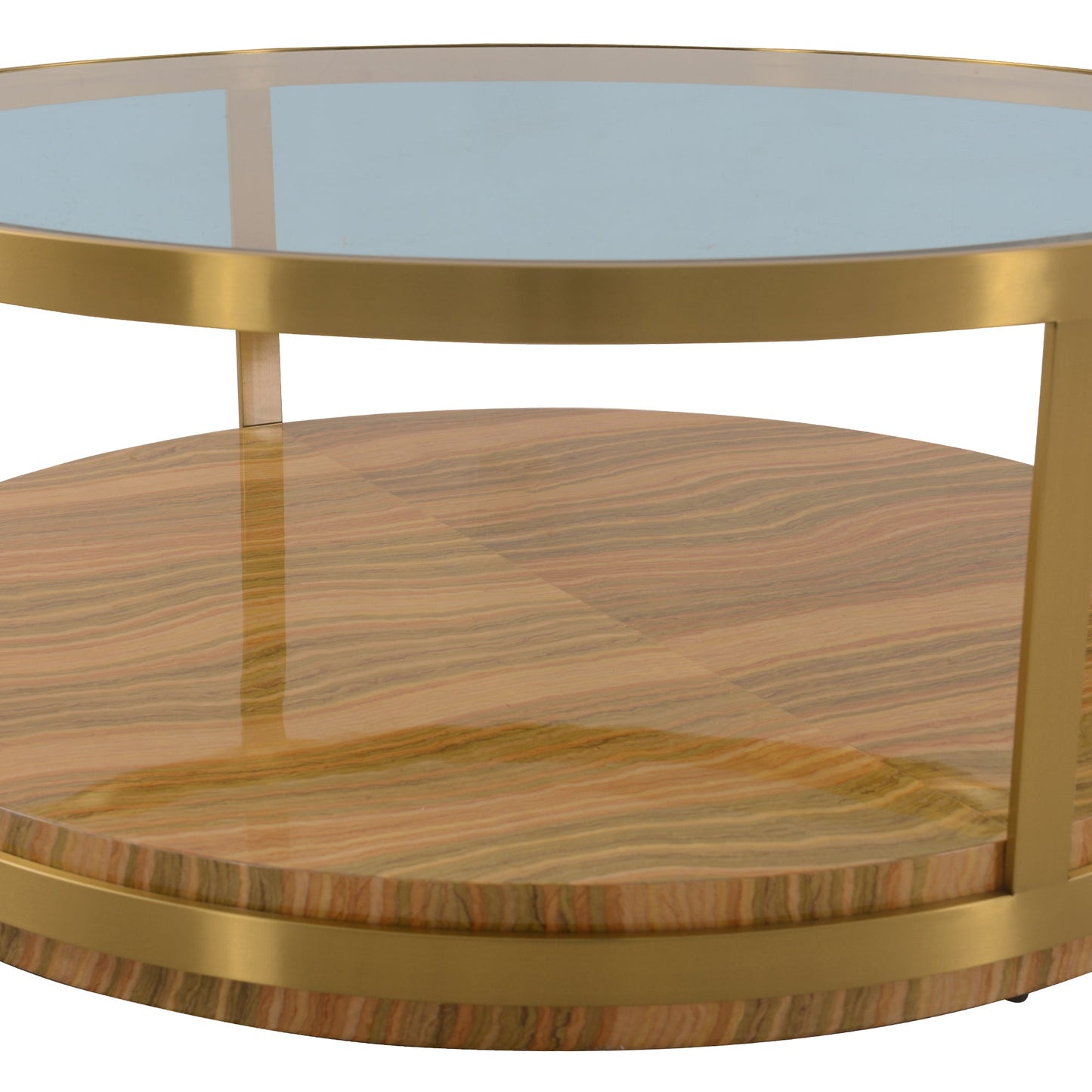 Hattie Glass Top Coffee Table with Brushed Gold Legs