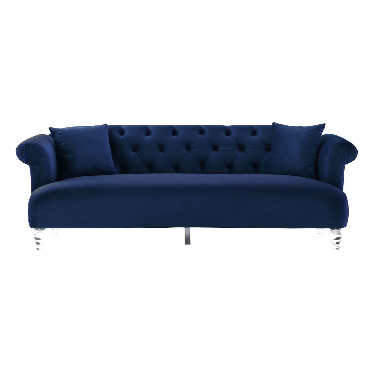 Elegance Contemporary Sofa in Blue Velvet with Acrylic Legs