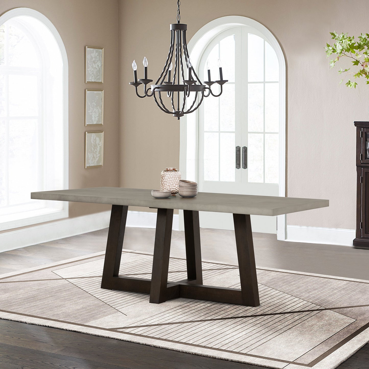 Elodie Gray Concrete and Dark Gray Oak Rectangle Dining Table