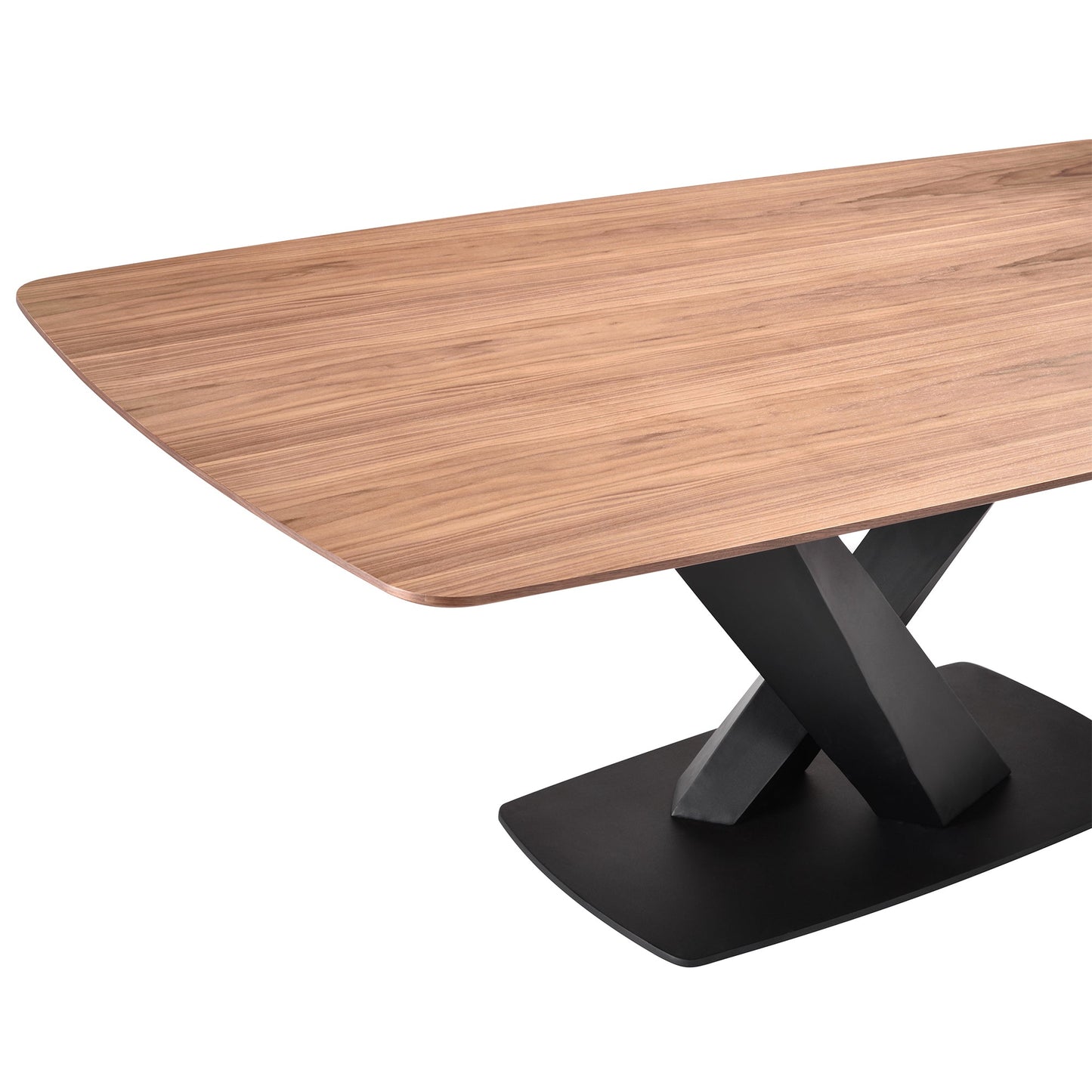 Everett Contemporary Dining Table in Matte Black Finish and Walnut Top