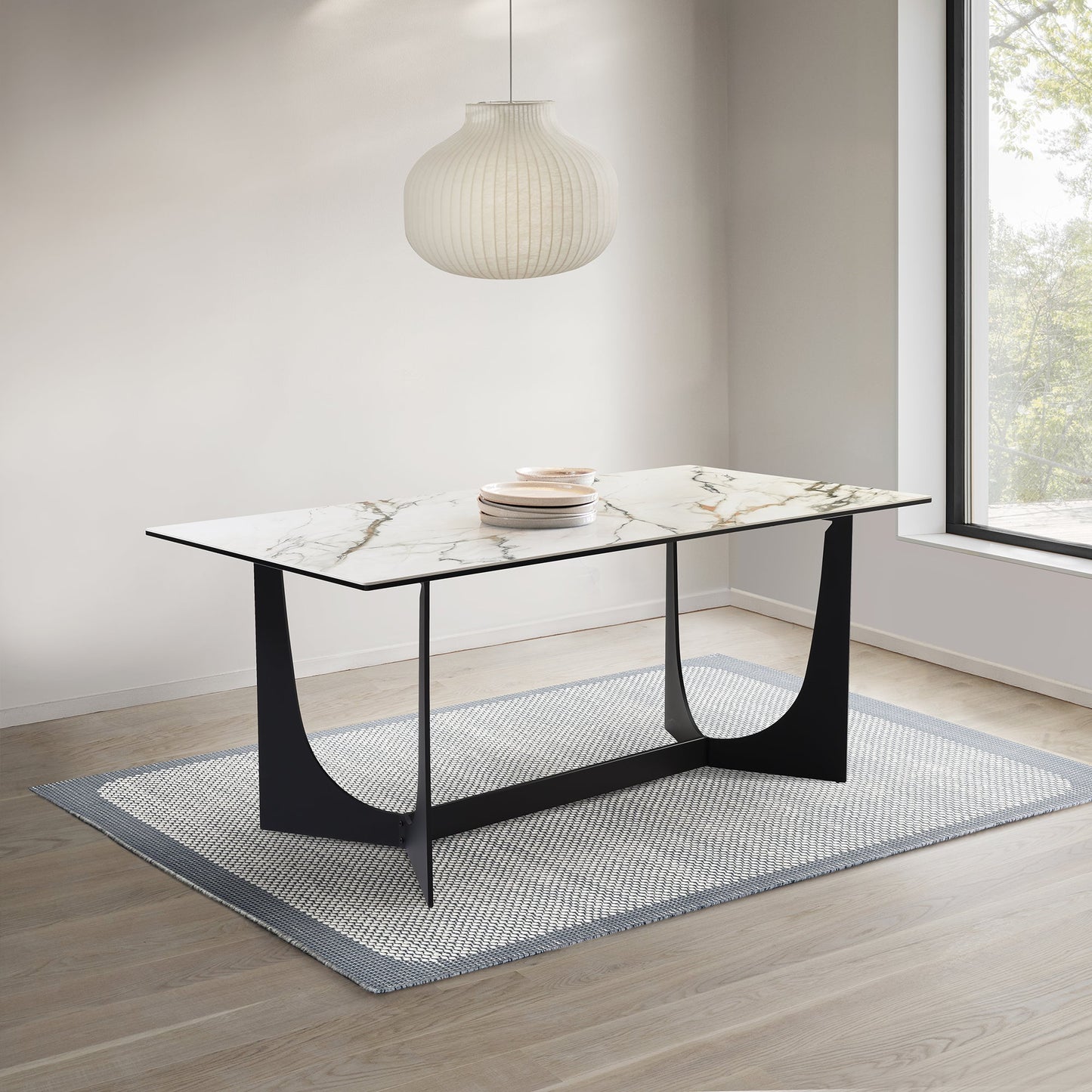 Esme Dining Table in Stone and Metal