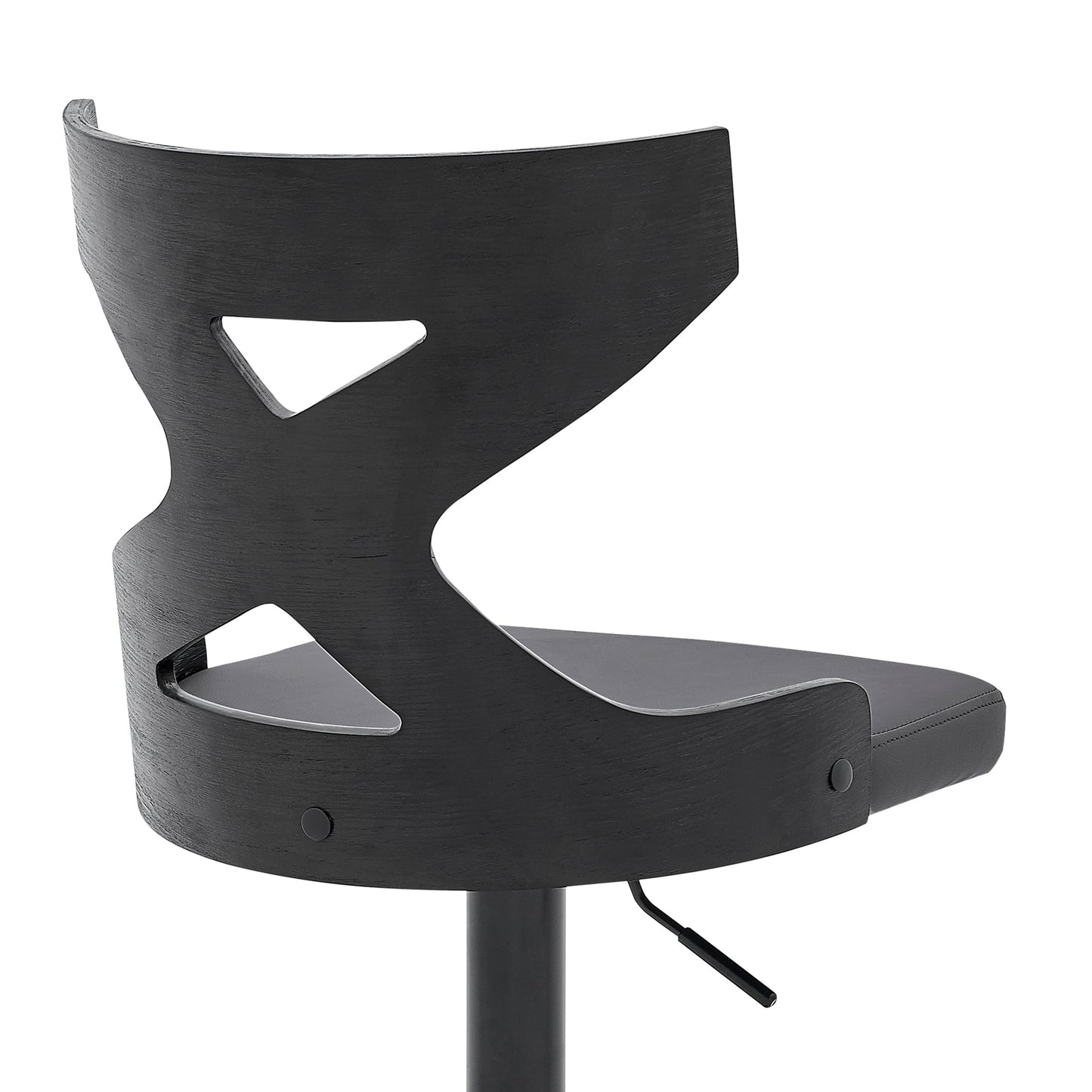 Etienne Adjustable Swivel Gray Faux Leather and Black Metal Bar Stool