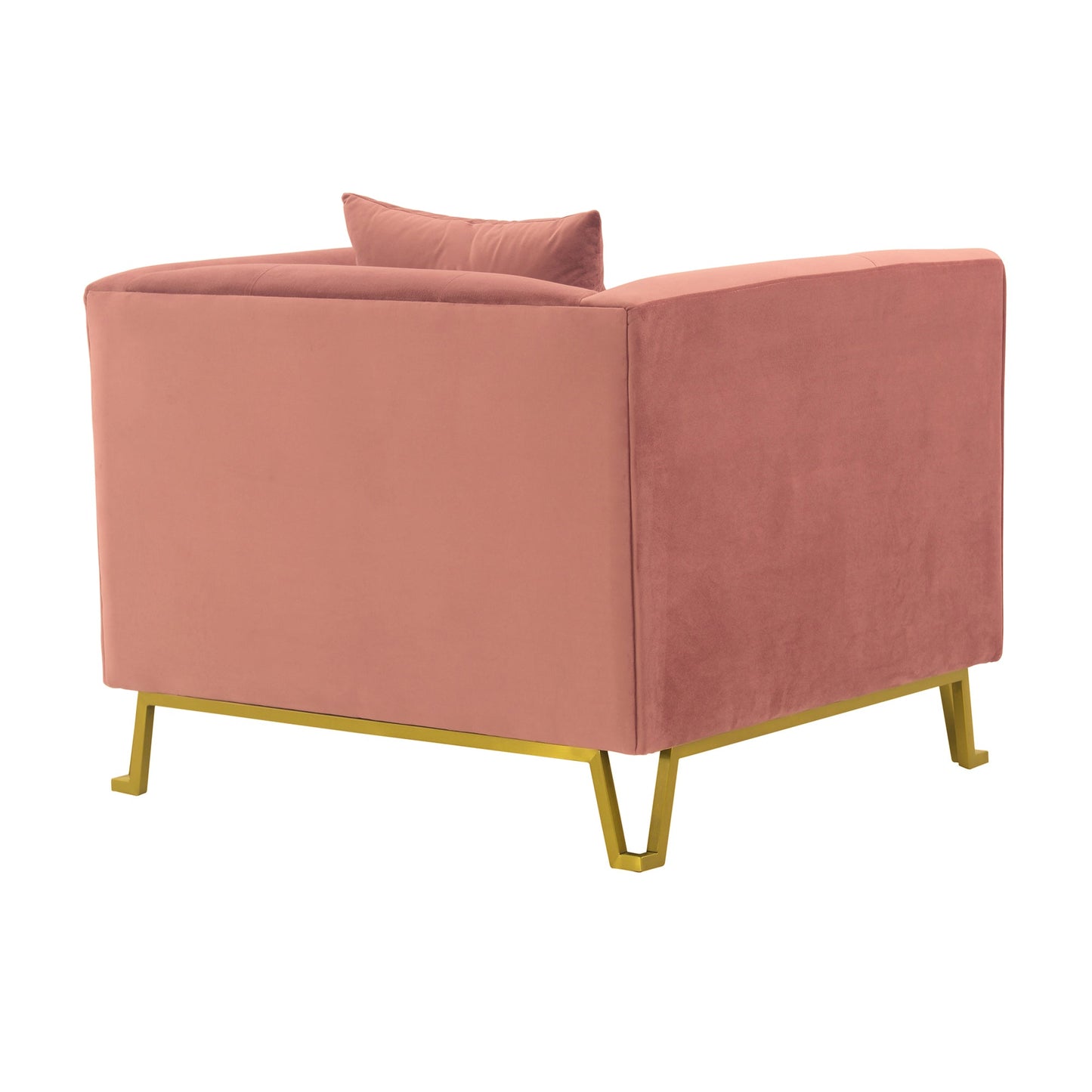 Everest Blush Fabric Upholstered Sofa Accent Chair with Brushed Gold Legs