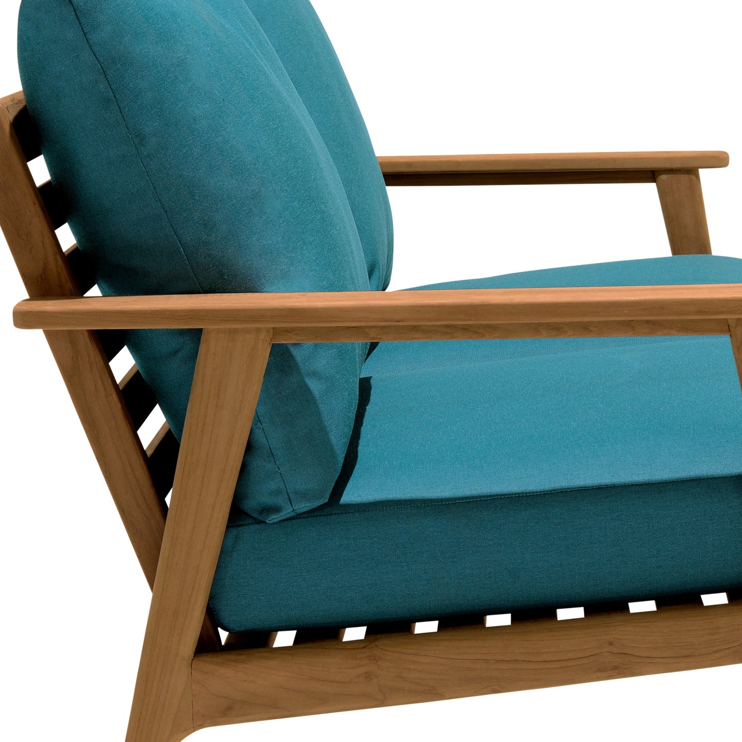 Eve Outdoor Teak Wood Sofa with Teal Olefin