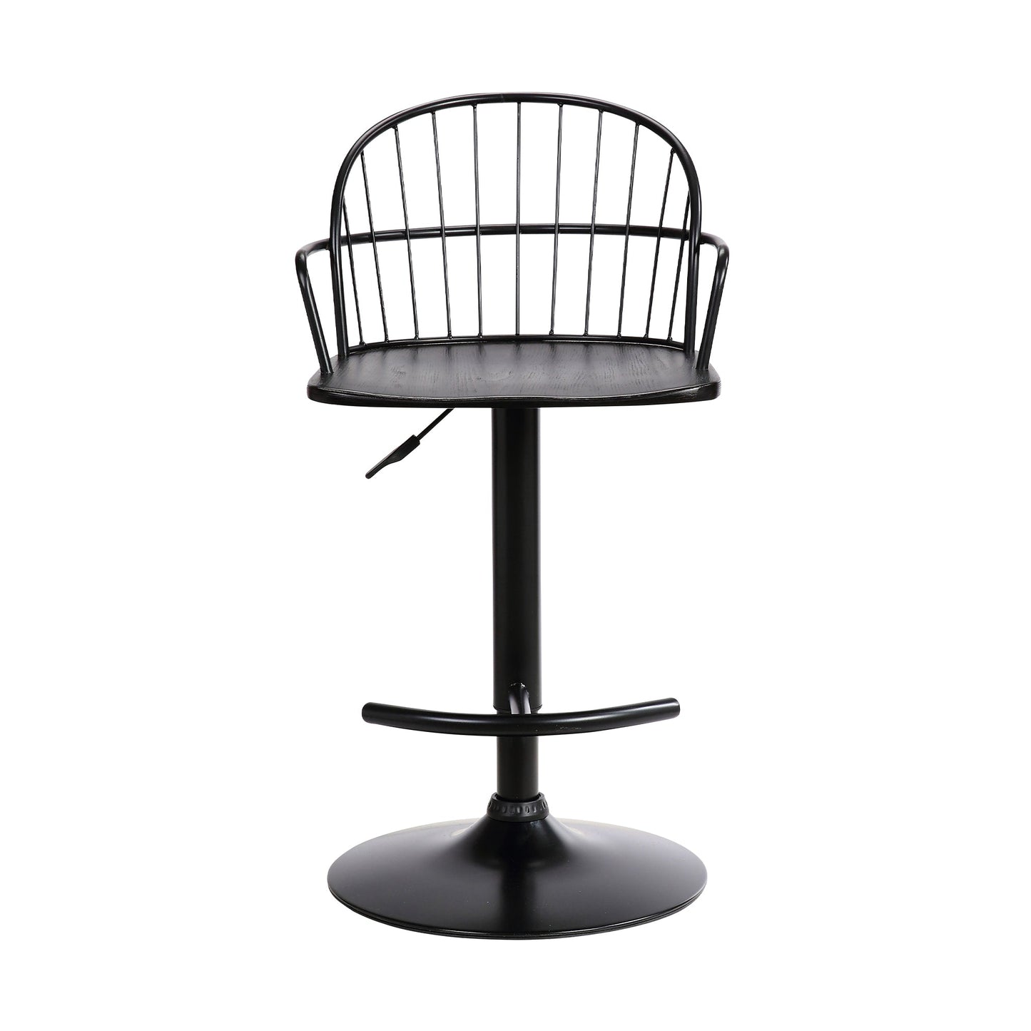 Edward Adjustable Black Wood and Metal Barstool