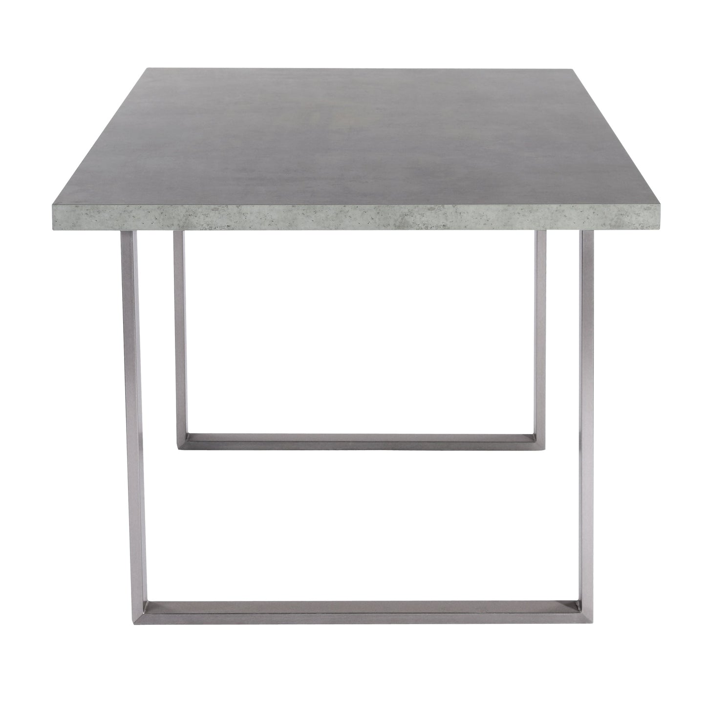 Fenton Dining Table with Cement Gray Laminate Top and Brushed Stainless Steel Base