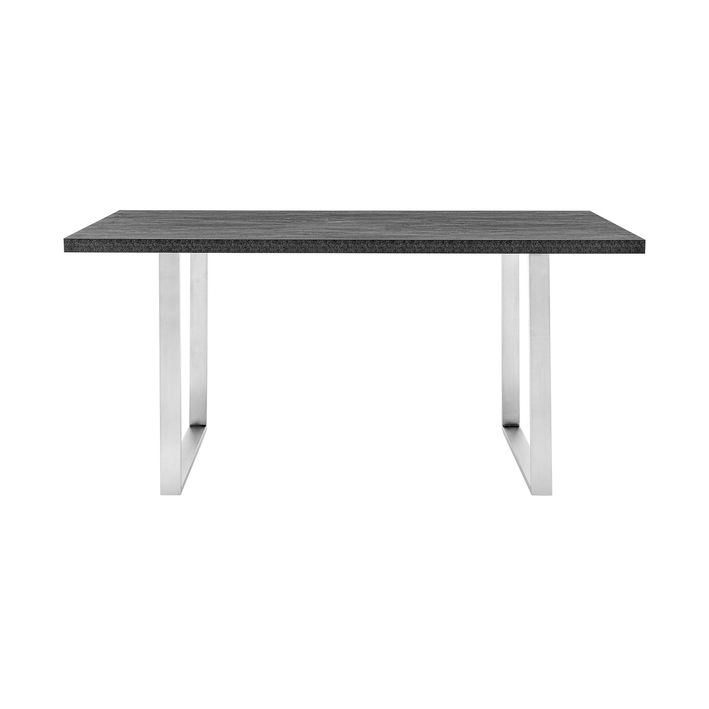 Fenton Dining Table with Charcoal Top and Brushed Stainless Steel Base