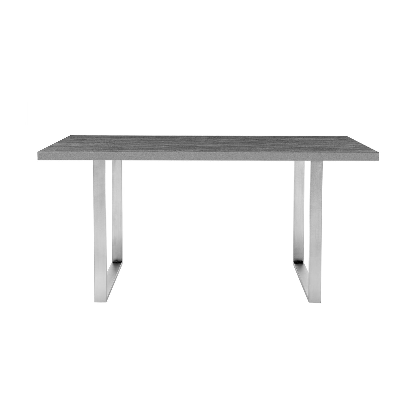 Fenton Dining Table with Gray Top and Brushed Stainless Steel Base