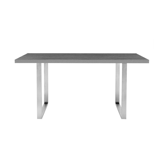 Fenton Dining Table with Gray Top and Brushed Stainless Steel Base