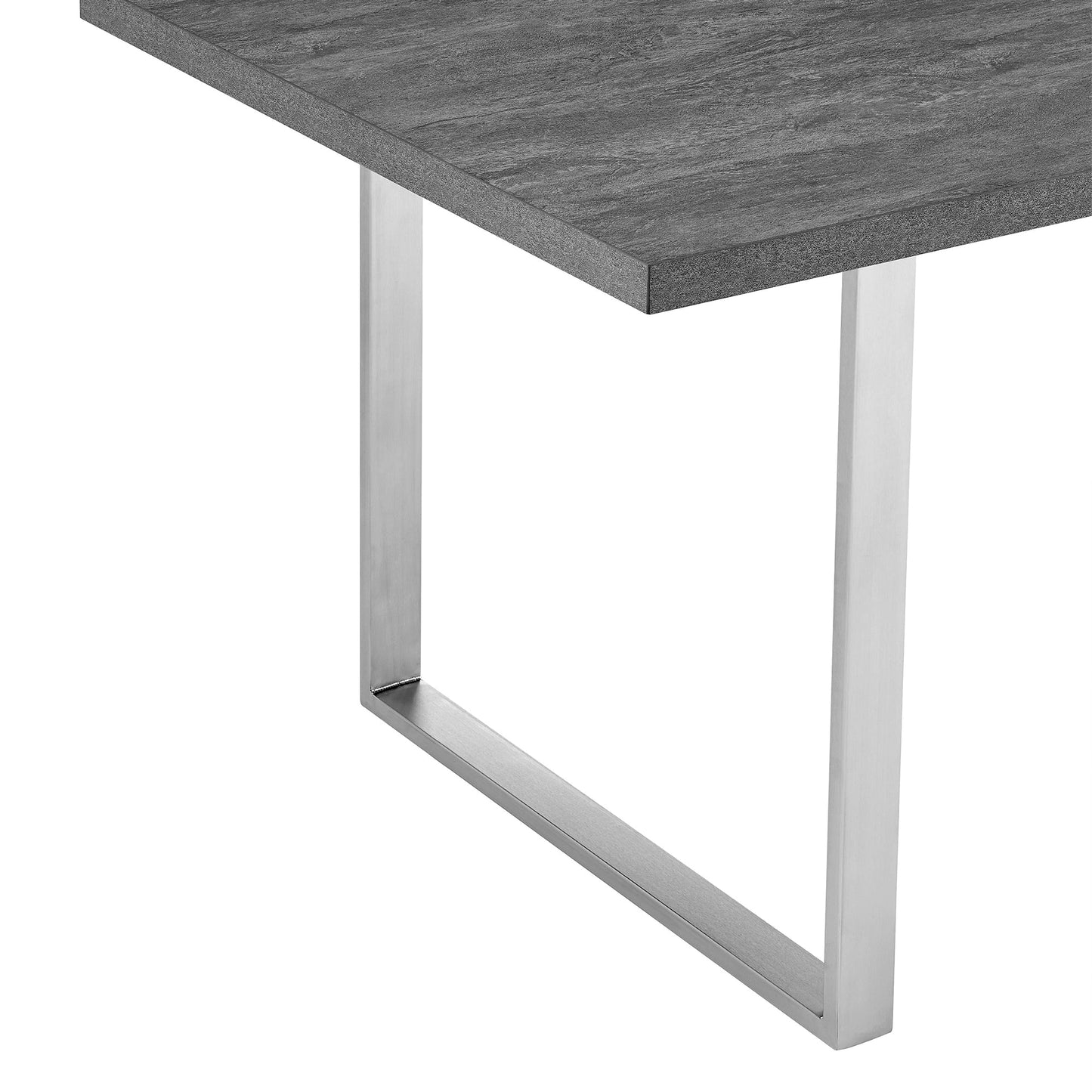 Fenton Dining Table with Gray Top and Brushed Stainless Steel Base