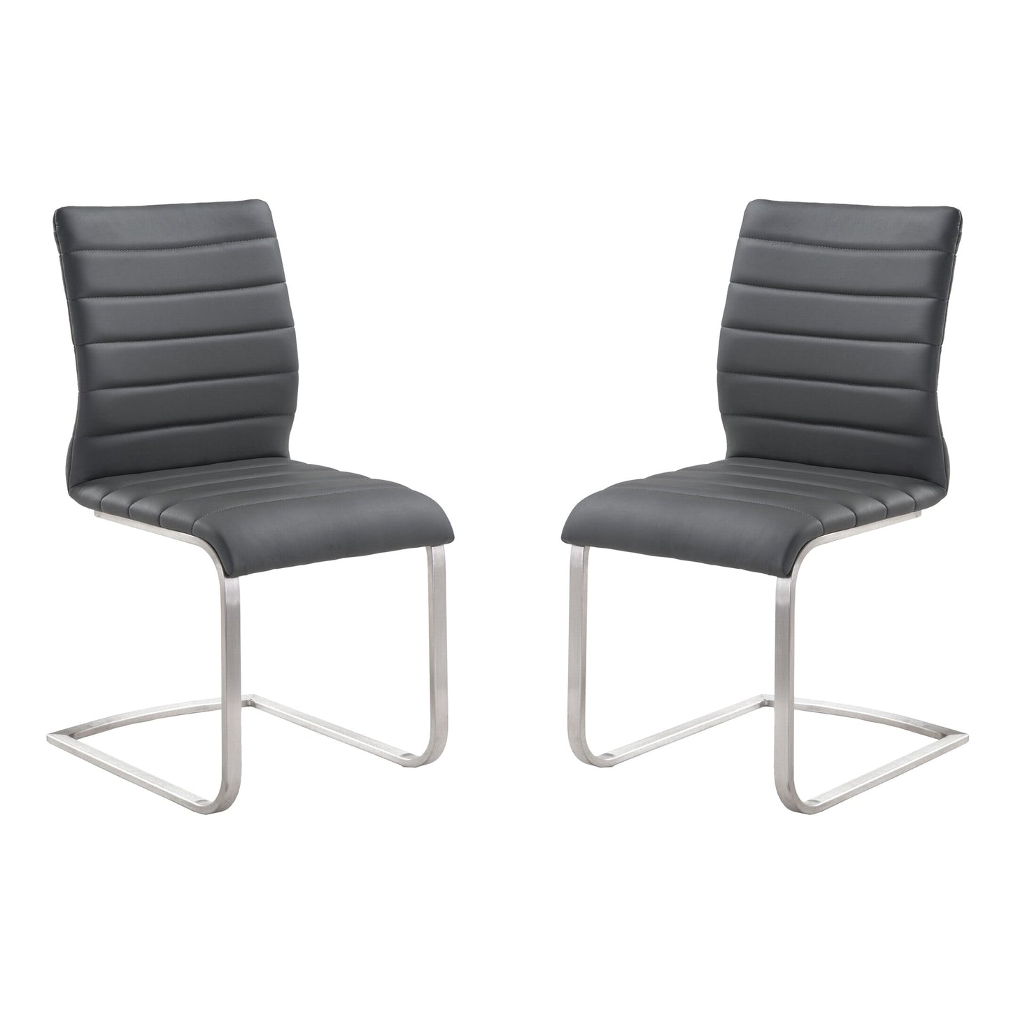 Fusion Contemporary Side Chair In Gray and Stainless Steel - Set of 2