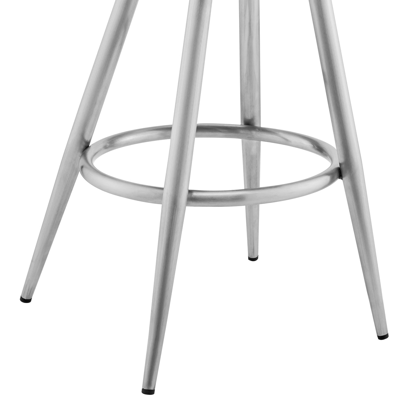 Gabriele 26" Gray Faux Leather and Brushed Stainless Steel Swivel Bar Stool