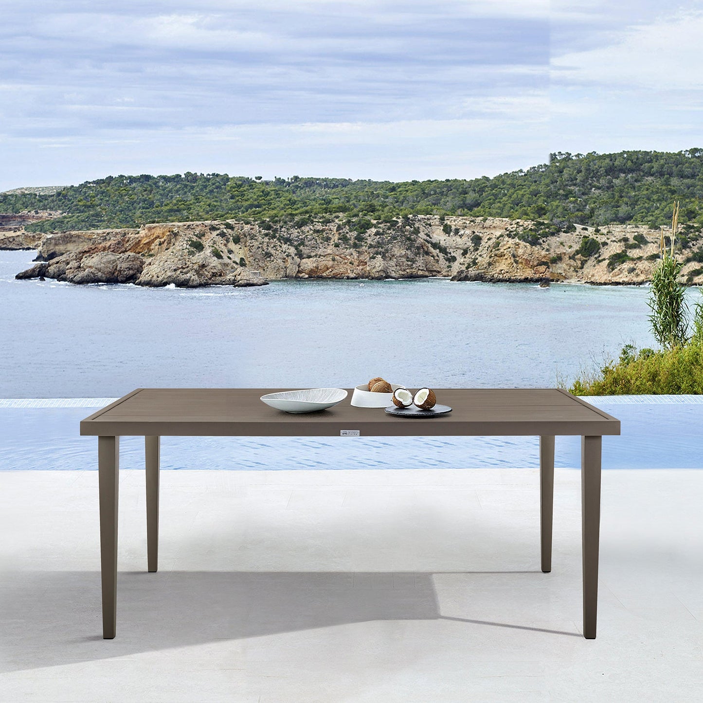 Grenada Outdoor Aluminum Gray Rectangle Dining Table