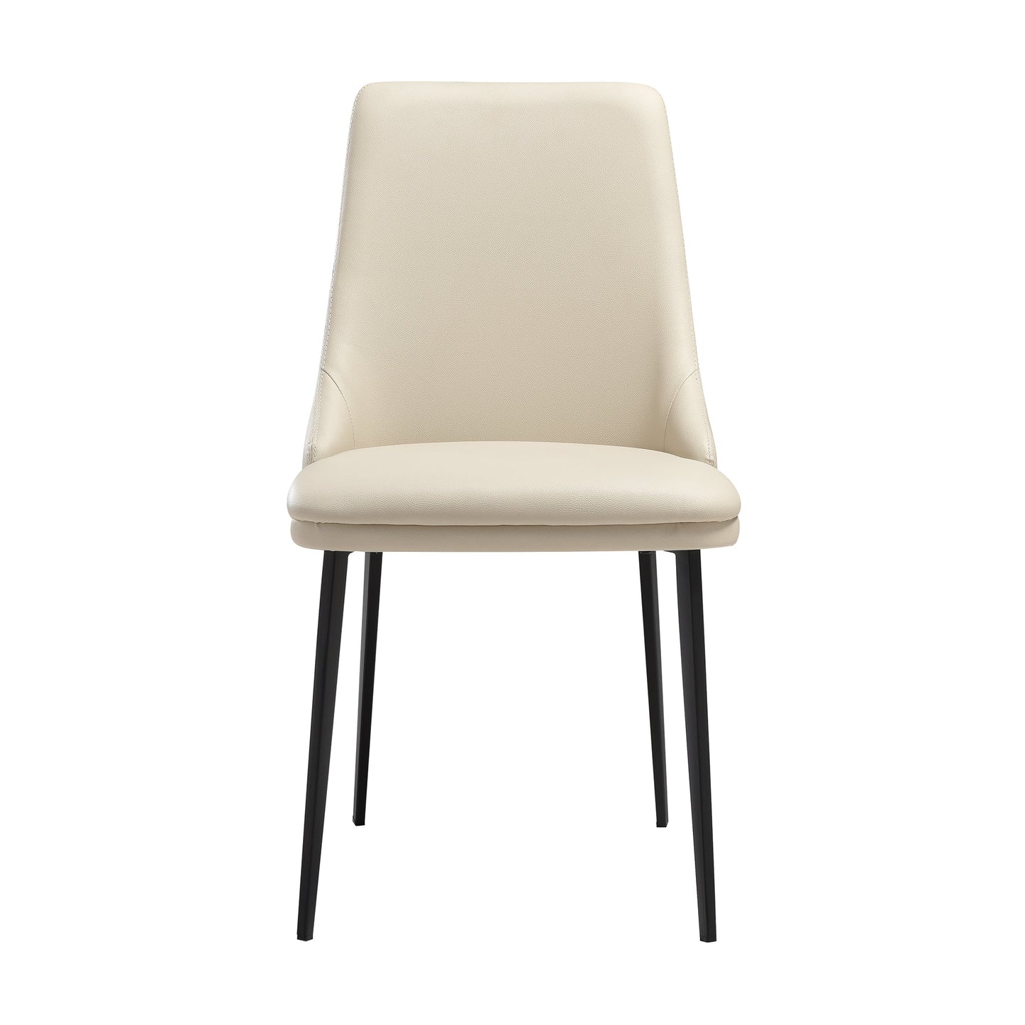 Genesis Upholstered Dining Chair in Beige Faux Leather with Black Metal Legs - Set of 2