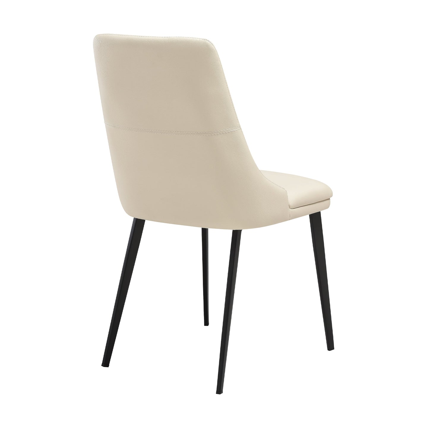 Genesis Upholstered Dining Chair in Beige Faux Leather with Black Metal Legs - Set of 2