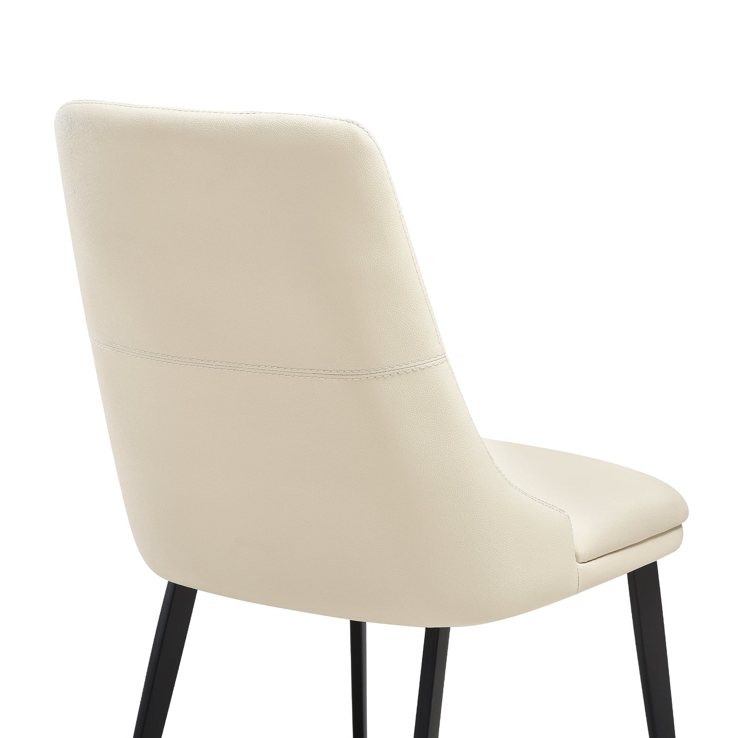 Genesis Upholstered Dining Chair in Beige Faux Leather with Black Metal Legs - Set of 2