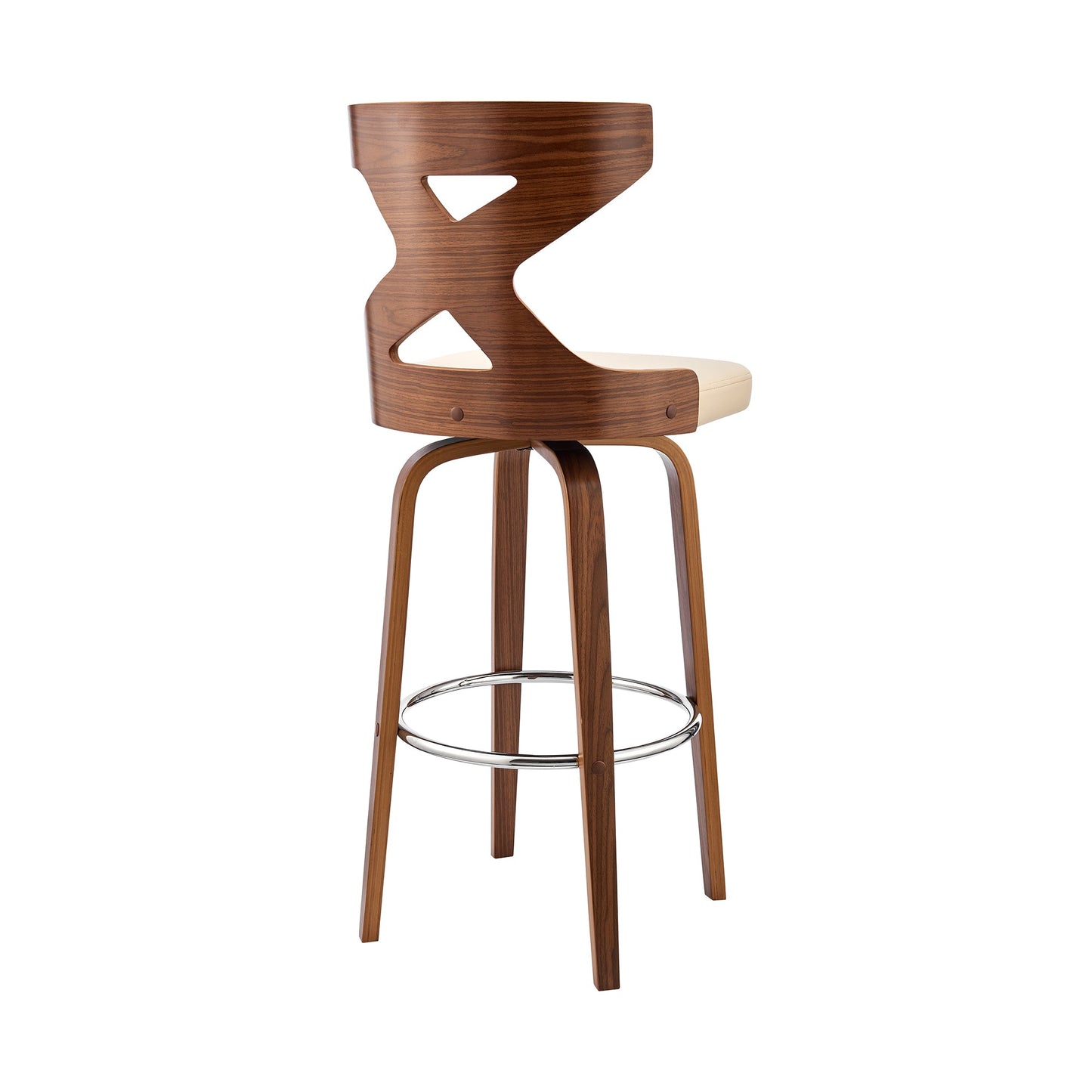 Gayle 26" Swivel Cross Back Cream Faux Leather and Walnut Wood Bar Stool